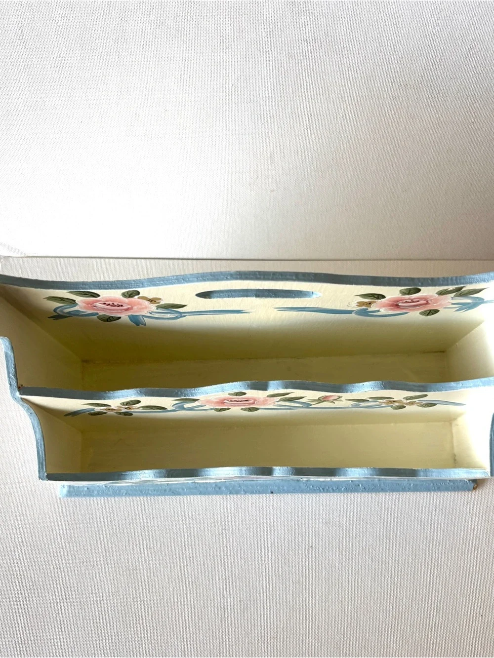 Letter Organizer Scalloped Wood Hand Painted Cottagecore Floral Vintage Organize